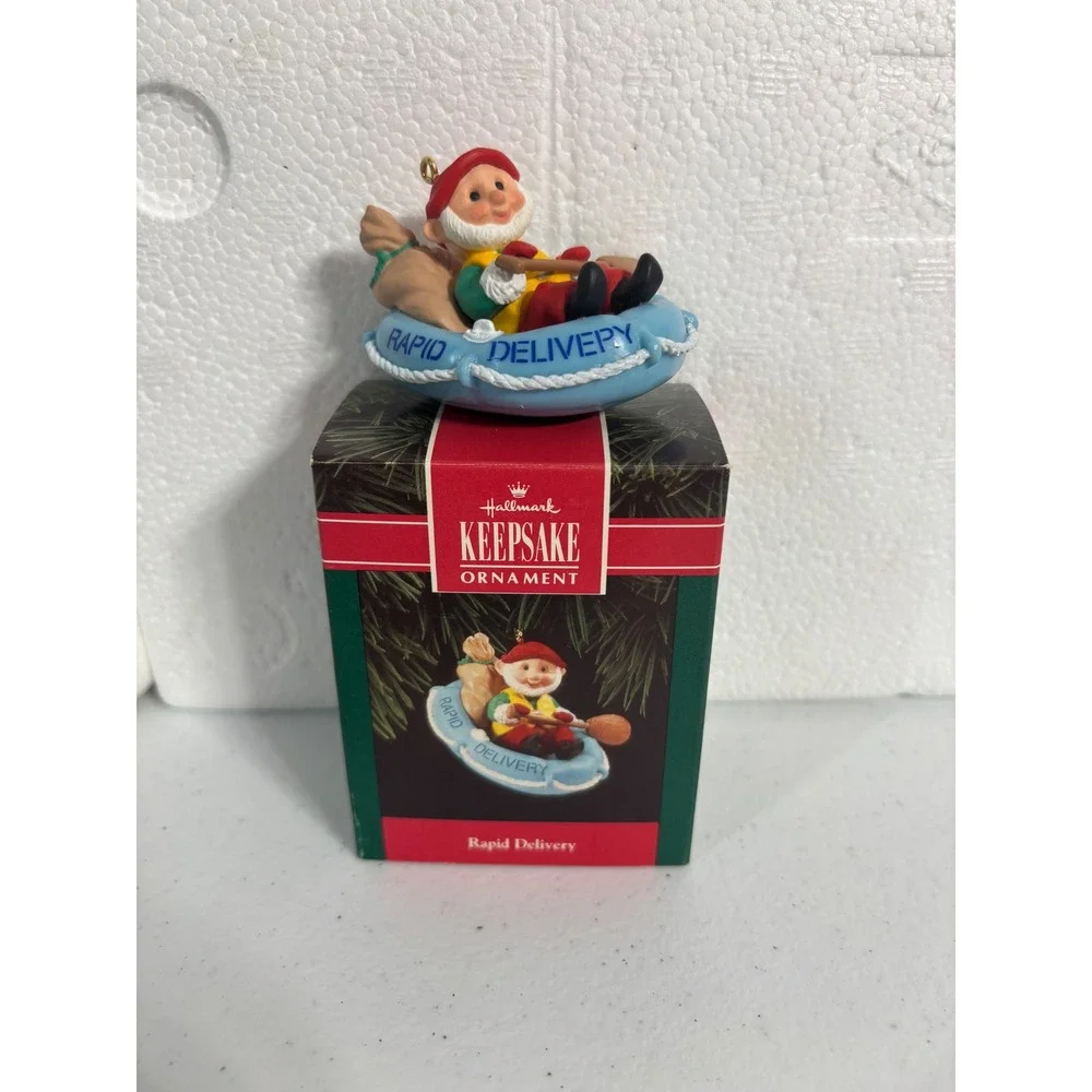 Hallmark Keepsake Ornament 1992 Rapid Delivery Elf‎ Kayak Christmas Tree Decor